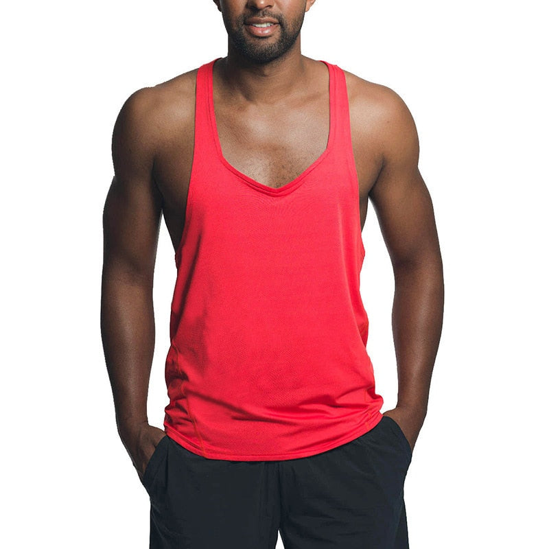 2023 Summer Casual Sports Men's Tank Tops Solid V Neck Sleeveless Straps Camisole Gym Fitness Training Clothes Men Fashion Vests