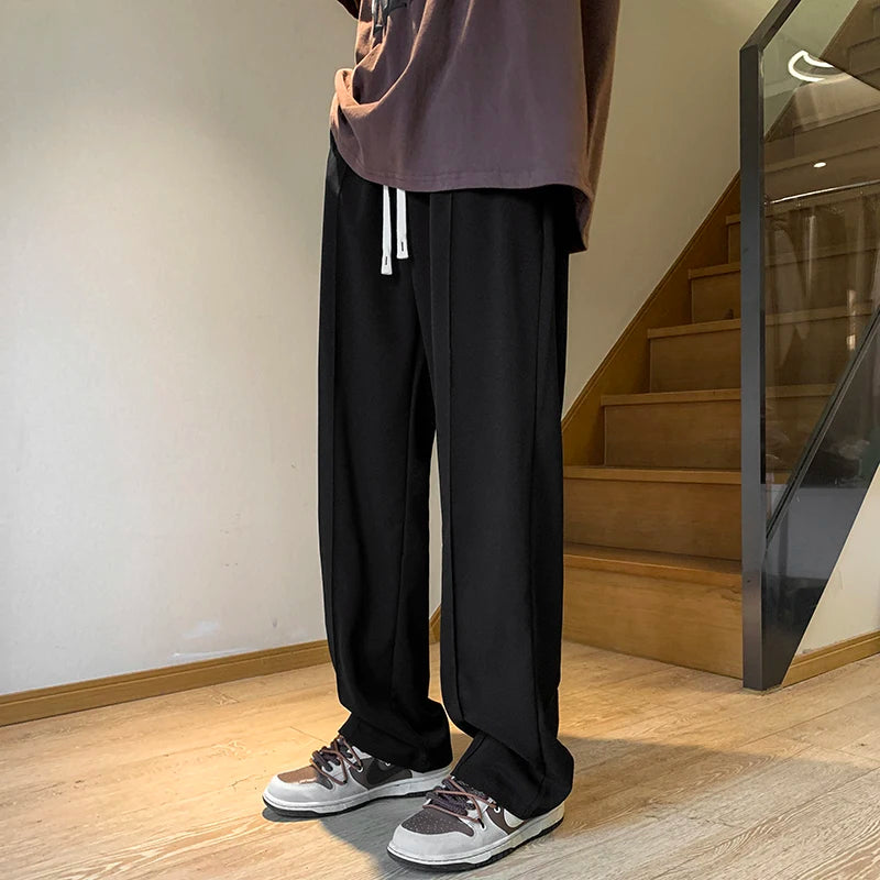 2024 Spring New Ice Silk Pants Men's Summer Loose Beam Feet Sagging Casual Trousers Trend Sports Harem Pants