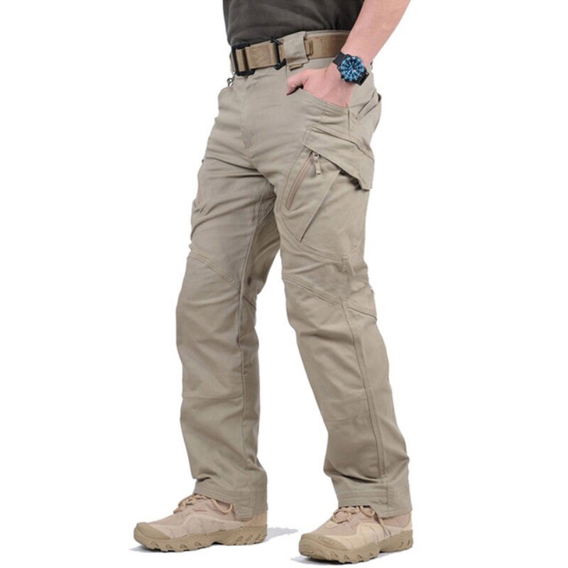 Outdoor Military Tactical Pants Men's Casual Loose Zipper Pocket Solid Color Cargo Pants X9 Men's Sports Combat Jogging Trousers