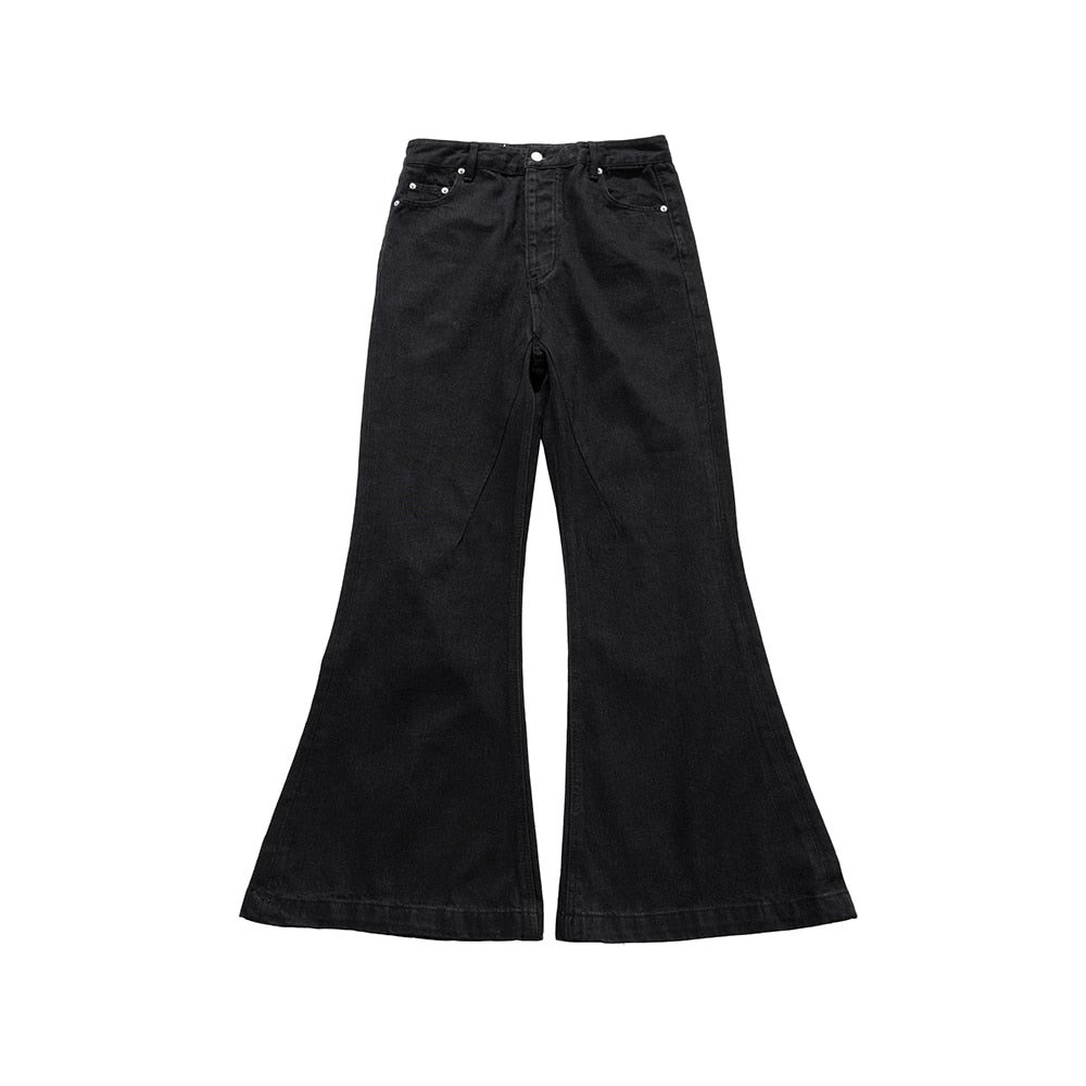 Y2K Style Wide Leg Black Vintage Jeans Flare Pants Men's Harajuku Solid Streetwear Baggy Casual Denim Trousers Oversized