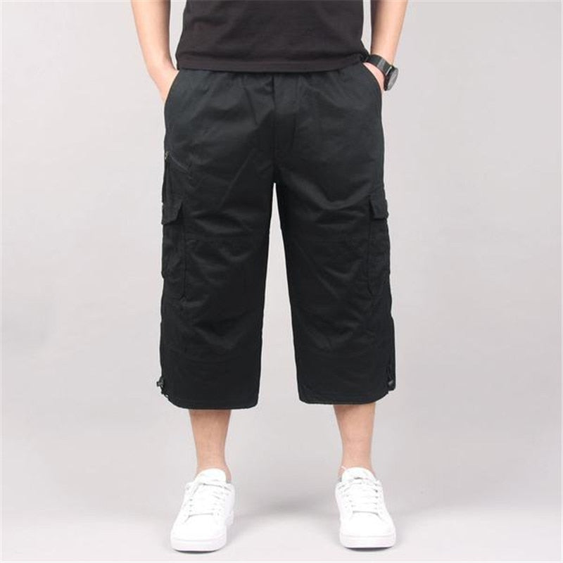 Men's Cargo Shorts Summer Loose Casual Pants Elastic Waist Large Size Outdoor Jogging Sweatpants Trend Multi Pockets