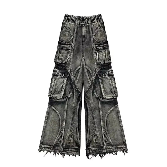 FORUWISH  -  Gothic Retro Hip-Hop Washed Heavy Oversized Loose Jeans Women's Y2K New Trend Harajuku Hip-Hop Joker High-Street Wide-Leg Pants