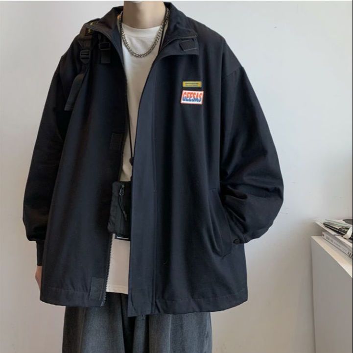 All Match Versatile Spring Autumn Fashion Men's Solid Casual Shirt Loose Pockets Letters Jacket Coat Cool Boy Soft