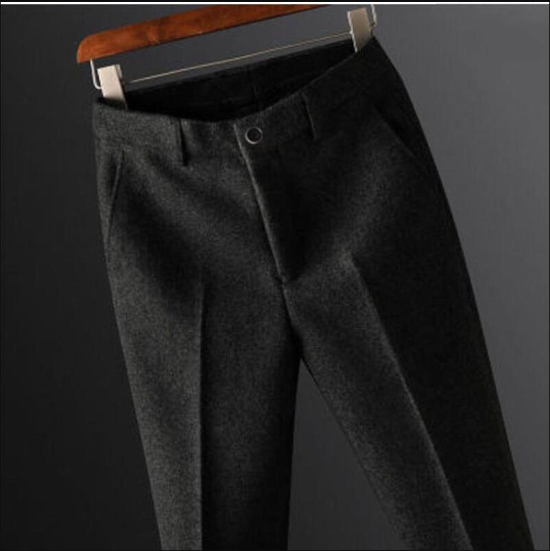 Autumn Winter New Men's Suit Pants Fashion Business Casual Woolen Suit Pants Male Straight Formal Trousers  F202