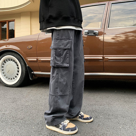 Versatile Casual Pants New Vibe High Street Wide Leg Men Pants Harajuku Cargo Pants Men Autumn Winter Fashion Loose Straight