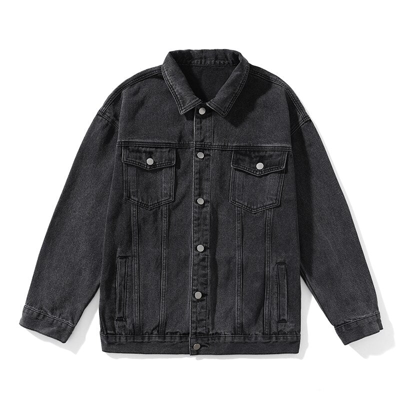 Oversize Men's Denim Jacket Autumn New Jean Coats Korean Fashion Hip Hop Streetwear Multi-pocket Loose Casual Outerwear