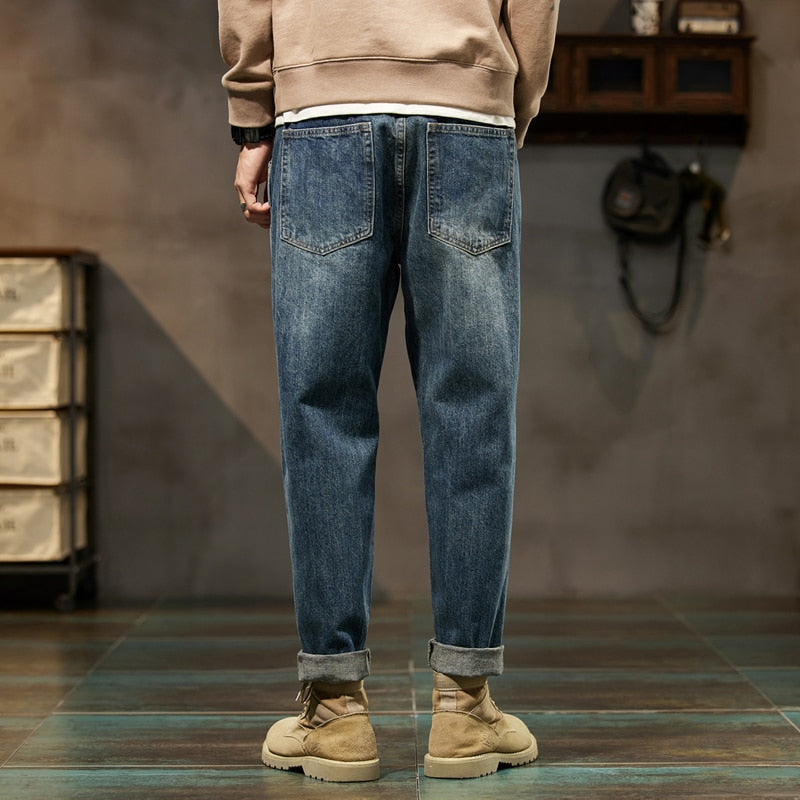 Jeans Men Loose Fit Blue Baggy Jeans Fashion Spring And Autumn Wide Leg Pants Denim Trousers Men's Clothing Harem Pants