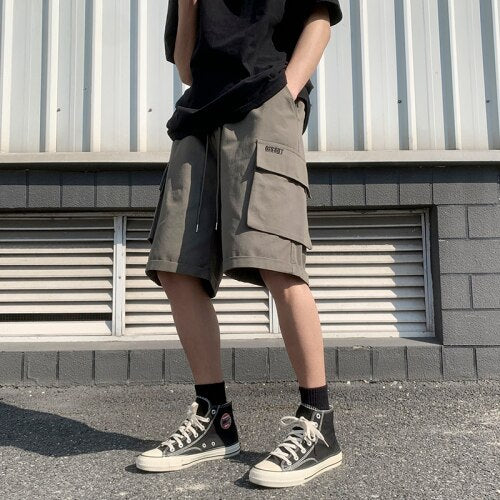 Shorts Men Cargo Japanese Fashion Loose Summer Casual S-5XL Clothing Harajuku Pockets Knee-length Streetwear Prevalent Classic