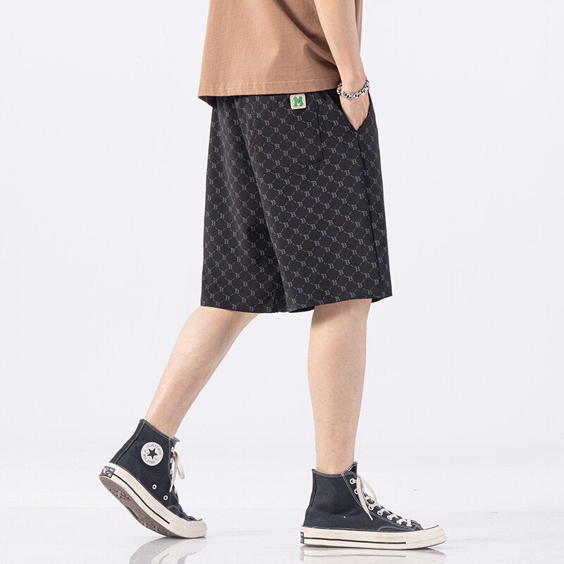 2023 Summer Men's Thin Casual Oversize Shorts Y2K Streetwear Ice Silk Fashion Short Pants Big Size Plus Classic Bermuda Male 7XL