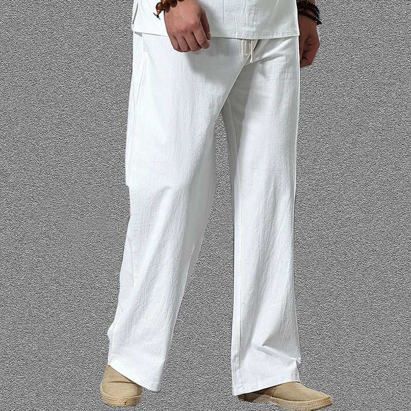 Pants Large Size Summer Men's Cotton Tall Big Sizes Wide Leg Linen Pant Oversized Jogger Trousers Male Plus Size Loose Pants Men