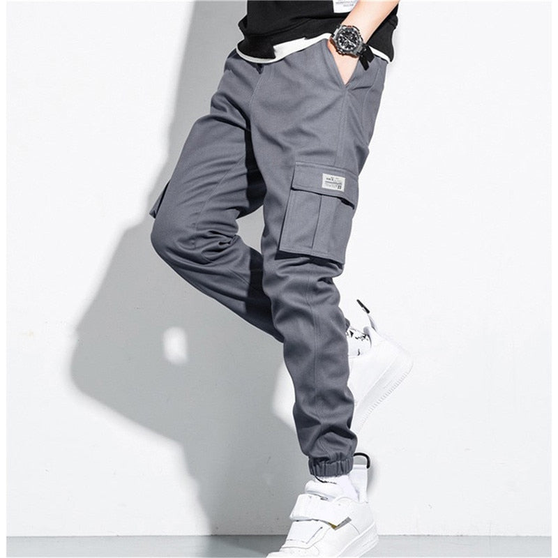 New Hip Hop Joggers Cargo Pants Men Harem Pants Multi-Pocket Ribbons Man Sweatpants Streetwear Casual Pants Mens Sweatpants