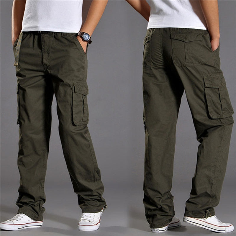 Brand Casual Pants men cargo pants cotton loose trousers mens pants overalls Multi Pocket Straight Joggers Homme 3XL