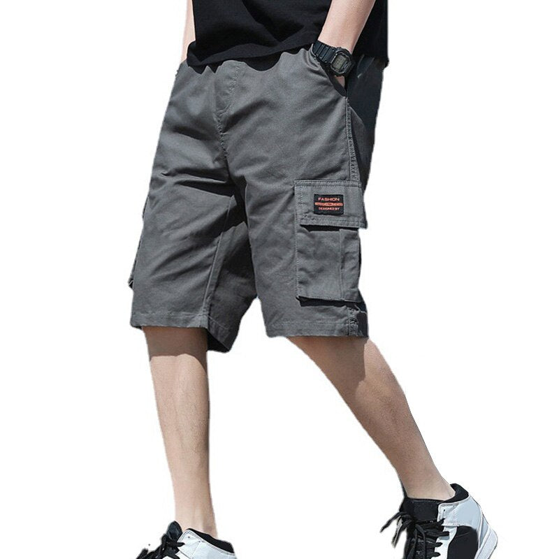 Mens Summer Shorts Harajuku Streetwear Cargo Shorts Fashion Black Multi-pocket Capri Pants Tactical Short Hot Breeches Hip Hop