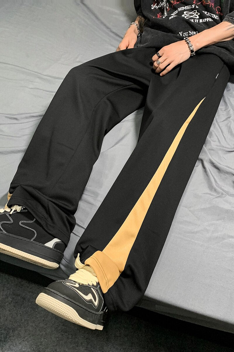 Summer thin straight casual pants for men's versatile trend, handsome and sporty high street youth trend, cropped pants