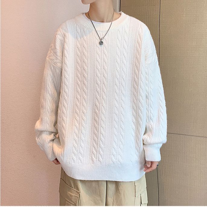 Spring Autumn Winter Fashion Man Casual Men's Loose Tess Cool Boys Pullover Knitted Sweater Soft Stripes Tops Warm Twist Retro