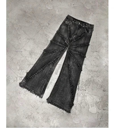 FORUWISH  -  Y2K American retro new washed heavy multi-pocket overalls jeans ladies pants Harajuku Punk Gothic baggy jeans wide-leg pants