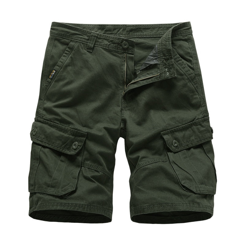 Men Breathable Quick Dry Shorts Hip Hop Knee Length Loose Type Deep Crotch Elastic Waist Straight Multi Pockets Cargo Shorts