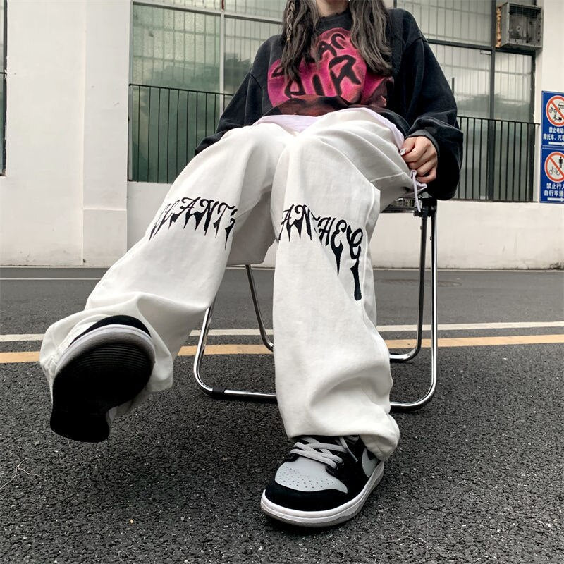 loose straight wide leg baggy pants men's trend ruffian handsome versatile original vibe pants japanese streetwear 2023