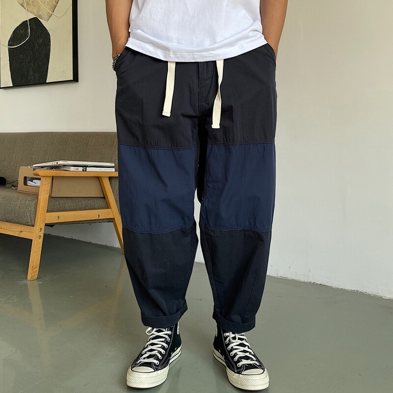 Streetwear Casual Straight Cargo Pants Men Korean Loose Patchwork Trousers Men Clothing Harajuku Harem Pants