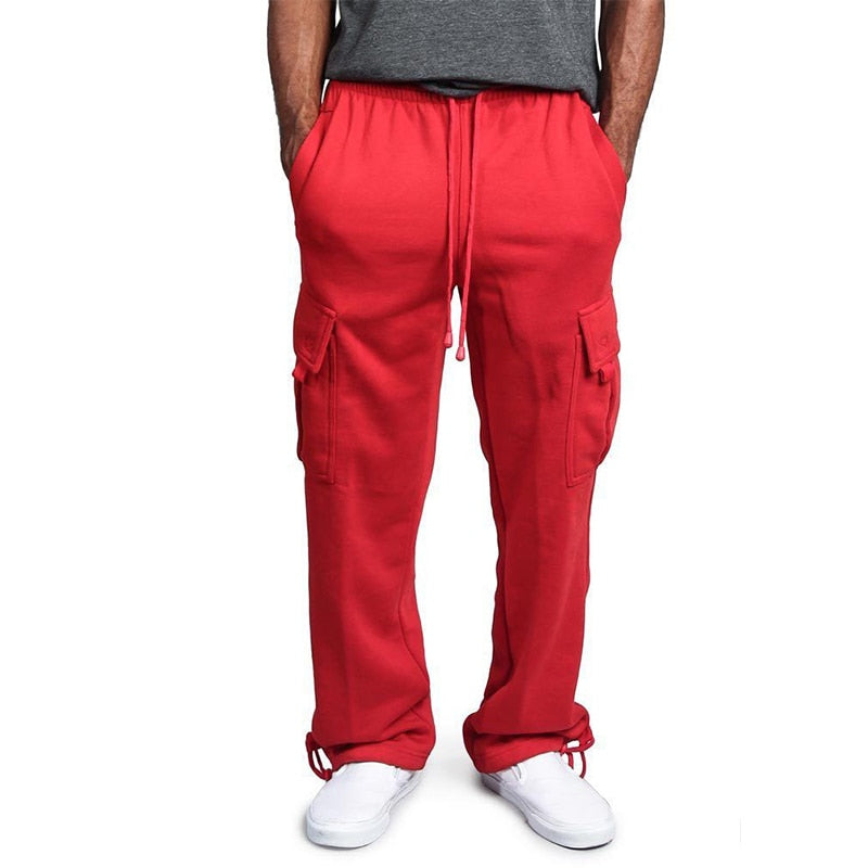 Men Cargo Jogger Pants Autumn Hip Hop Street wear Loose Trousers Multi Pocket Solid Color Overalls GYM Sports Wear