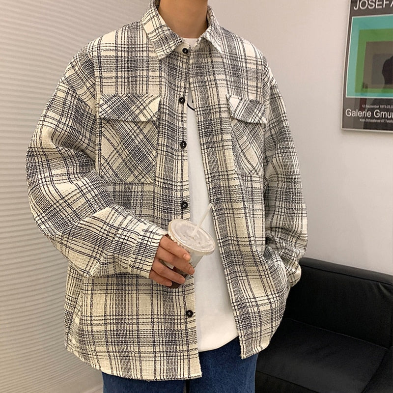 Spring Autumn Premium Heavy Shirts Men Solid Loose Long Sleeve  Women's jacket Hip Hop Thick Korean Casual Woolen Coat 2023 New