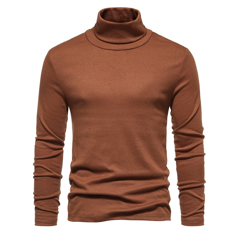 Men‘s Turtleneck Sweater Knitted Pullovers Bottoming Knitwear Fashion Casual Slim Fit Solid Color Stretch Pullover Sweaters Men