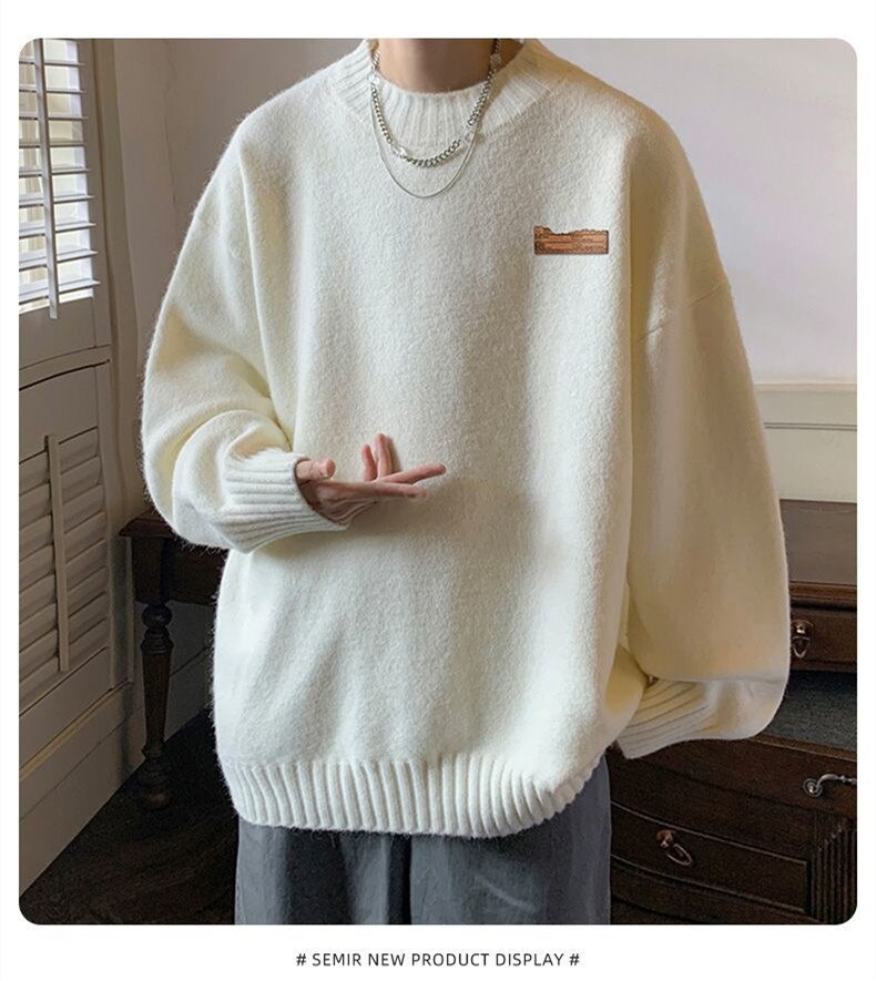 Autumn Winter Fashion Man Solid Pring Casual O Neck Men's Loose Tess Cool Boys Pullover Knitted Sweater All Match Soft