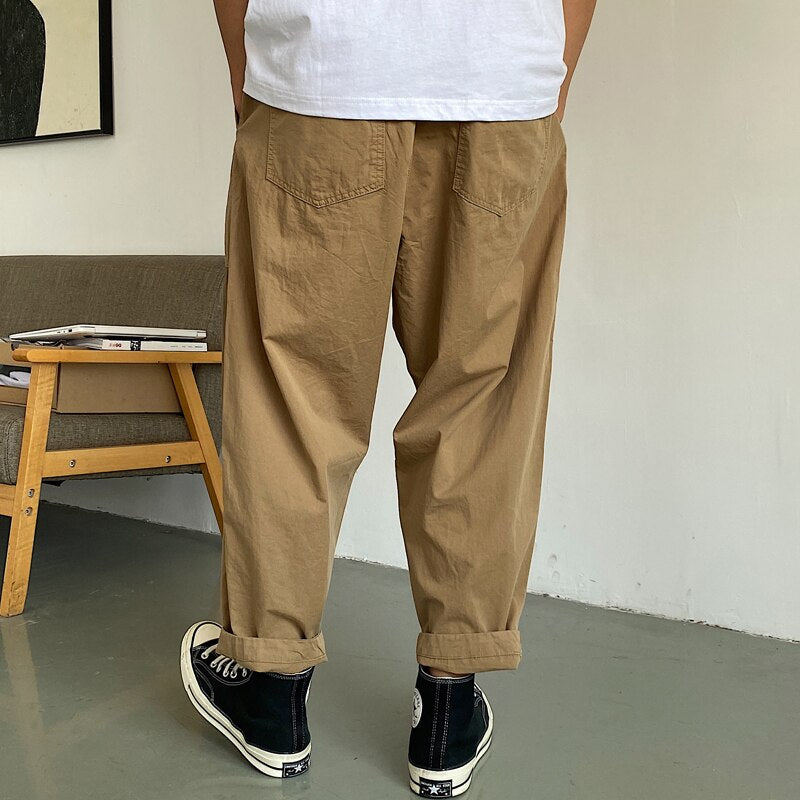 Streetwear Casual Straight Cargo Pants Men Korean Loose Patchwork Trousers Men Clothing Harajuku Harem Pants