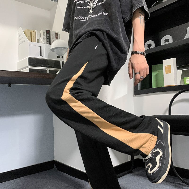 Summer thin straight casual pants for men's versatile trend, handsome and sporty high street youth trend, cropped pants