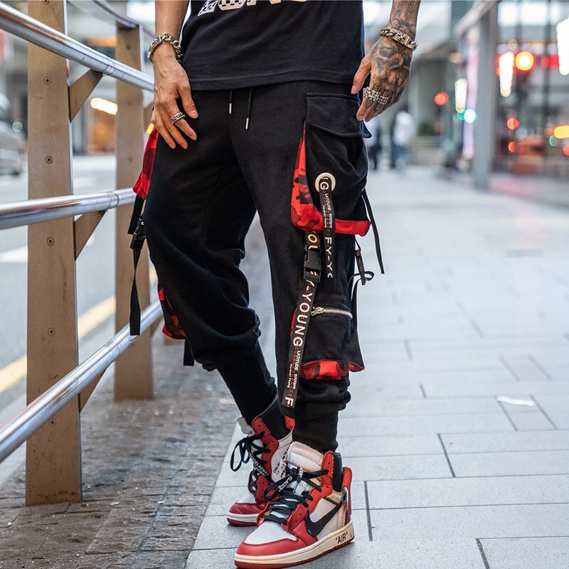 Hip Hop Cargo Pants Harem Joggers Trousers Men Women Ribbons Pockets Streetwear Summer Casual Loose Sweatpant Men's Clothing