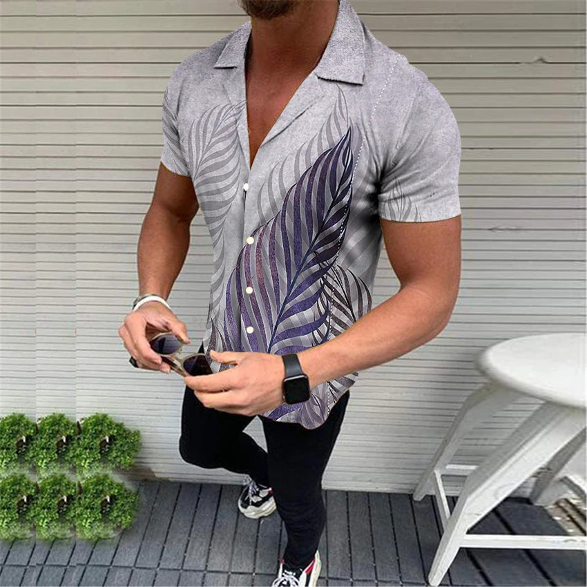 FORUWISH  -  High Quality Fashion Men's Oversized Casual social shirts Print Short Sleeve Men's Clothing Prom Party Cardigan Blouses S-4XL