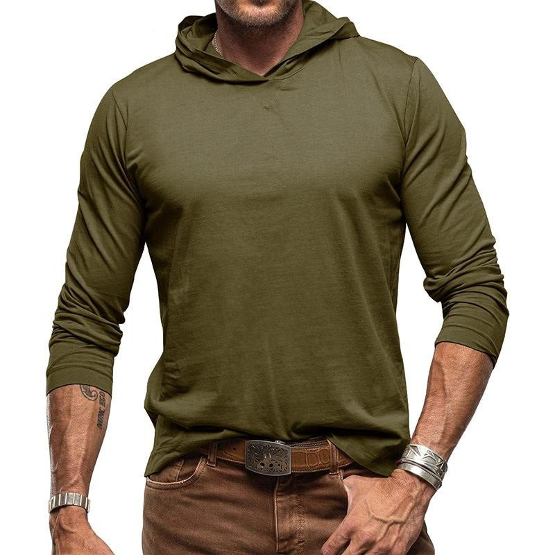 Foruwish - Casual Hooded T Shirts Men Cotton Hoodie Fall Long Sleeve Solid Color Basic T-shirt Classic Men's Clothing Fashion Hoodies Tops