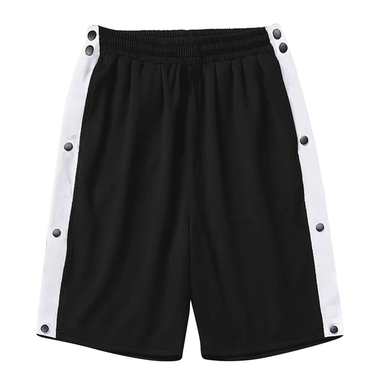 Spring Summer Casual Mens Shorts Fashion Striped Patchwork Button-up Side Split Short Pant Streetwear Men Leisure Loose Shorts