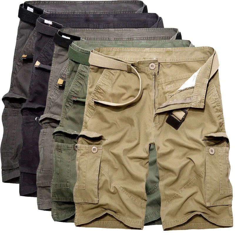 FORUWISH  - New Summer Men Tactical Shorts Multi-Pocket Cotton Male Shorts Cotton Casual New Zipper Straight Man Short Pants