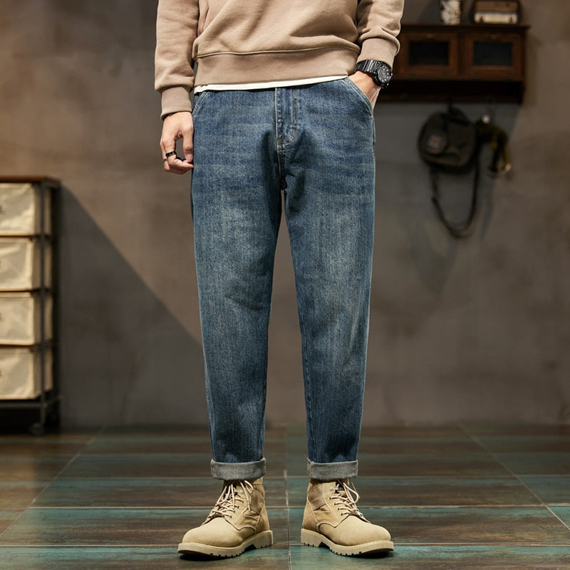 Jeans Men Loose Fit Blue Baggy Jeans Fashion Spring And Autumn Wide Leg Pants Denim Trousers Men's Clothing Harem Pants