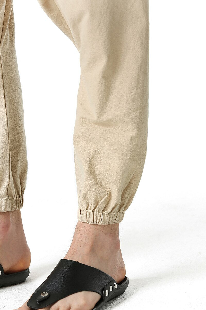 S-3XL!2023 Spring and Autumn New Men's Harem Large Pocket Elastic Trousers Casual Outdoor Party Pants