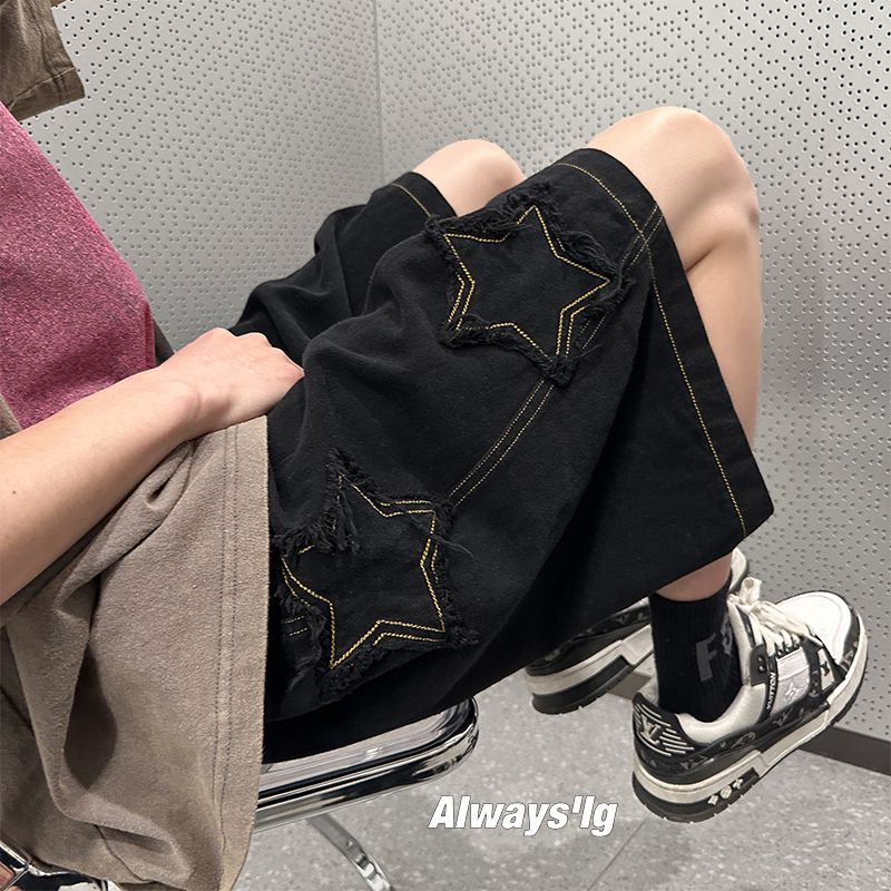 Street Hip-hop Star Cargo Shorts Men's Summer Trend Outside Wear American Style Loose Casual Five-point Straight Sports Shorts