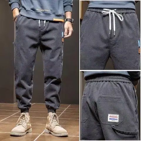 Casual Multiple Pockets Trend Men's Cargo Pants High Quality Waist Drawstring Tie One's Feet Halun Loose All-match Male Trousers