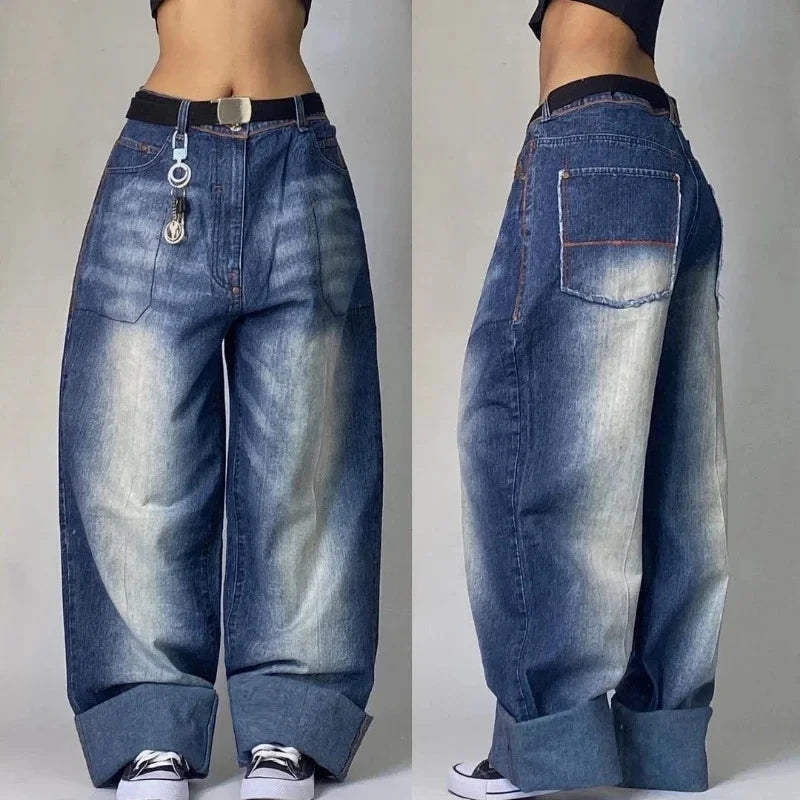 FORUWISH  -  Streetwear New Stylish Three-dimensional Pocket Washed Baggy Jeans Men Y2K Gothic Retro Popular Casual High Waist Wide Leg Pants