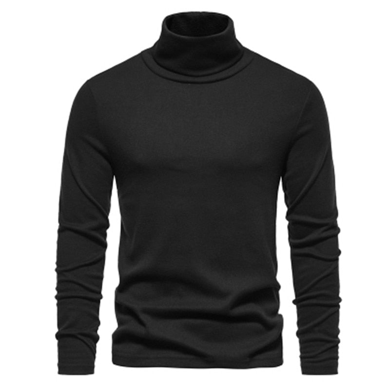 Men‘s Turtleneck Sweater Knitted Pullovers Bottoming Knitwear Fashion Casual Slim Fit Solid Color Stretch Pullover Sweaters Men