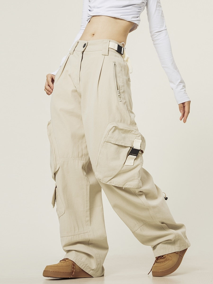 American street multi pocket functional overalls for men and women ins trendy high street minority loose wide leg casual