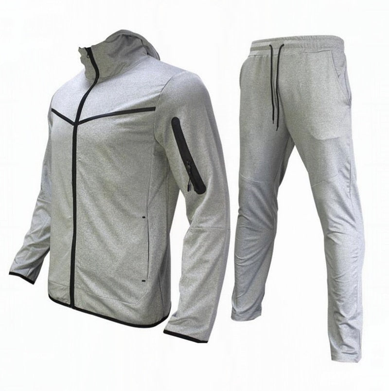 2023 Men Tracksuits 2 Piece Set Black Sports Suit Jogging Men New Brand Designer Style Tech Sweatpants Black Techwear Polyester