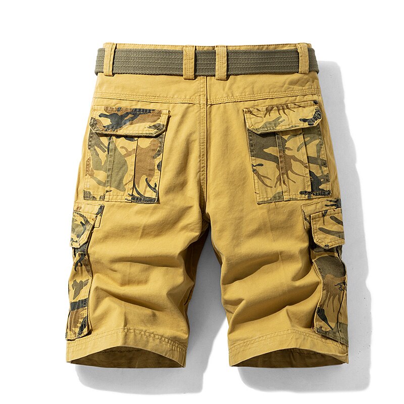 2023 New High Quality Men Camo Pattern Illustrated Cargo Shorts Men's Summer Casual Loose Pocket Pants without Belt