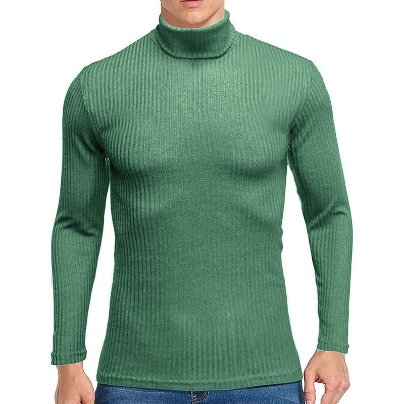 Knitted Basic T-shirt Men Sweater Turtleneck Long Sleeve Solid Casual Sweaters Autumn Mens Clothing Leisure Knit Bottoming Tops