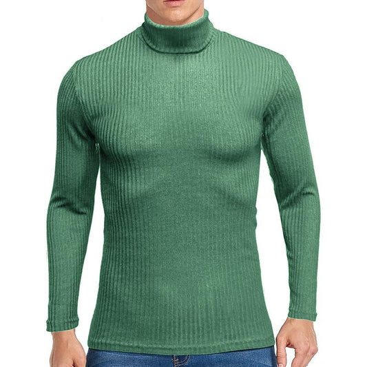 Knitted Basic T-shirt Men Sweater Turtleneck Long Sleeve Solid Casual Sweaters Autumn Mens Clothing Leisure Knit Bottoming Tops