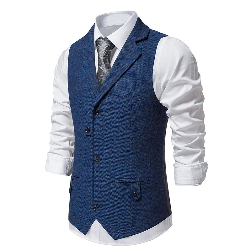 Men Suit Vest Business Casual Blazer Waistcoat Wedding Casual Turn Down Collar Single Breasted Sleeveless Formal Suit Vests Man