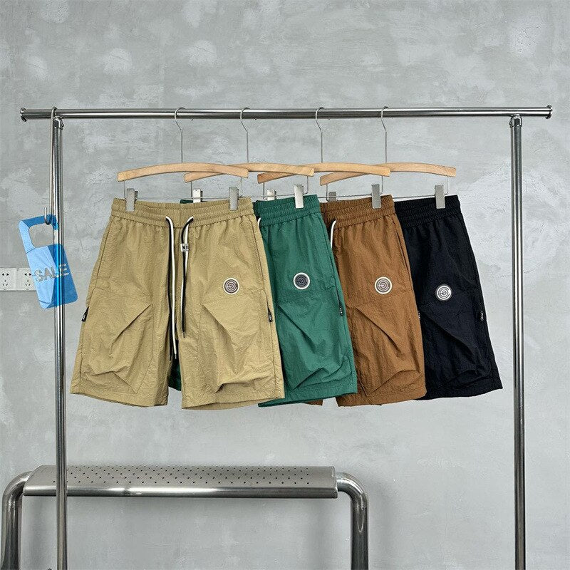 Summer New Men's Elastic Waist Embroidered Oversize Shorts Loose Breathable Sports Quick-drying Short Pants Male