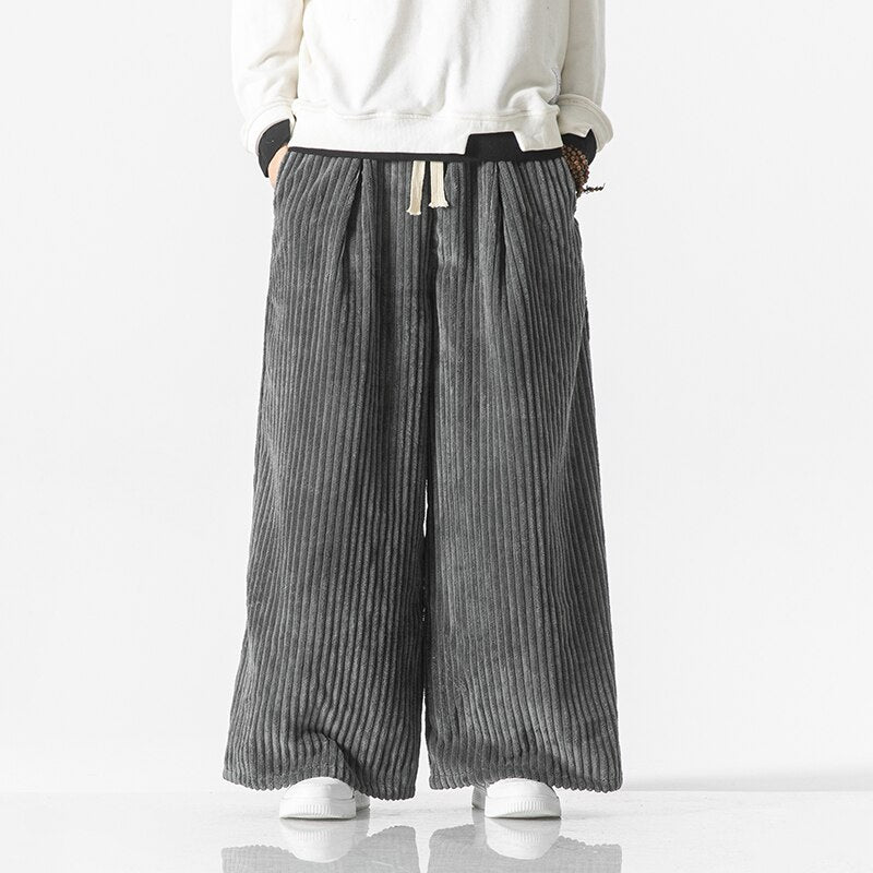 Vintage Men Corduroy Pants Harajuku Mens Solid Color Wide Leg Harem Pants Men Streetwear Casual Jogging Trousers Oversized 5XL