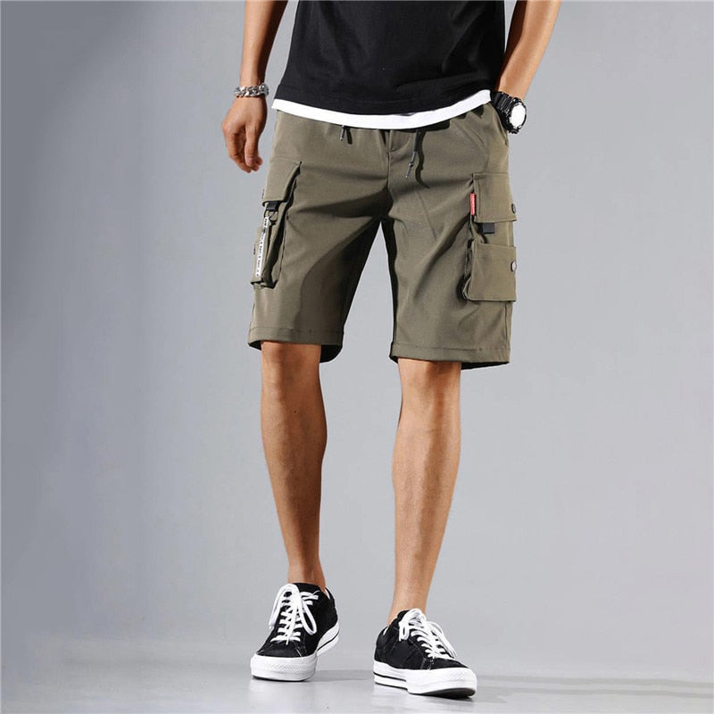 Summer Cargo Shorts Men Camouflage Buttons Loose Casual Multi-Pocket Baggy Shorts Streetwear Hip Hop Military Tactical Shorts