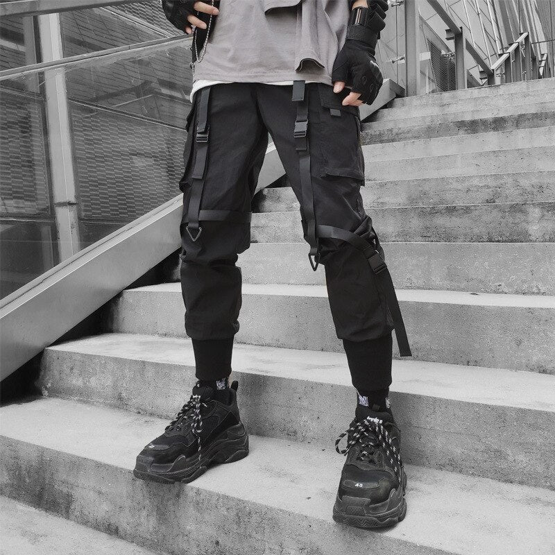 Hip Hop Cargo Pants Harem Joggers Trousers Men Women Ribbons Pockets Streetwear Summer Casual Loose Sweatpant Men's Clothing